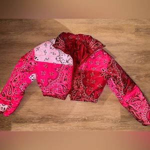 bandana print puffer jacket